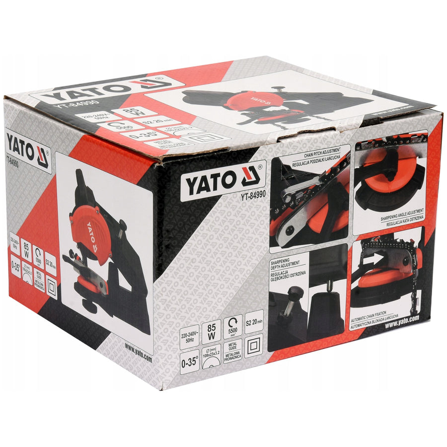 Yato electric sharpener for chainsaw cutting chains, power 85W, rotational speed 5500 rpm, sharpening angle 0-35°, metal guide, 1.8m cord, YT-84990