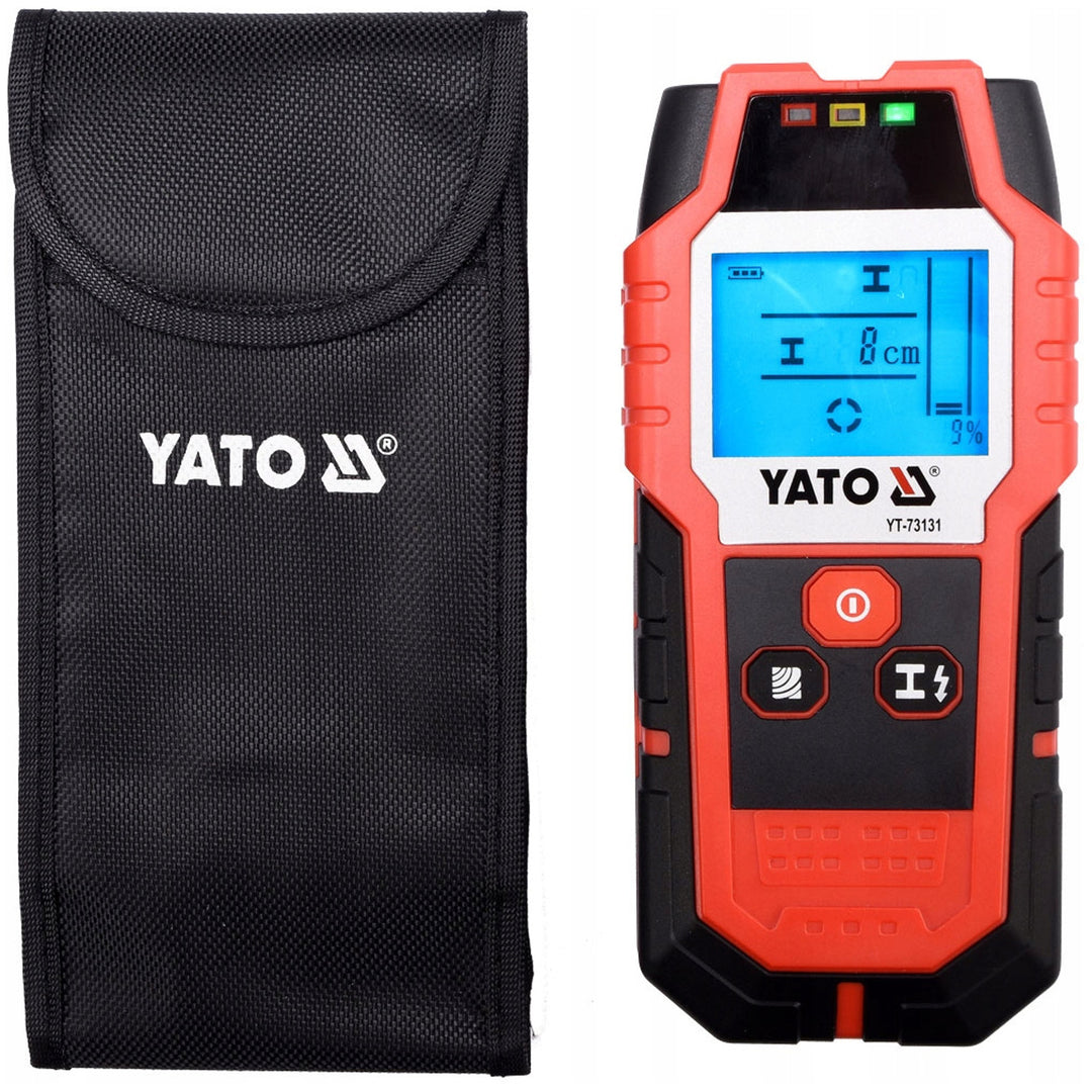 Professional Yato pipe and profile detector, large display with LED backlight, cover included, audible signal and three indicator LEDs, detection strength adjustment, YT-73131