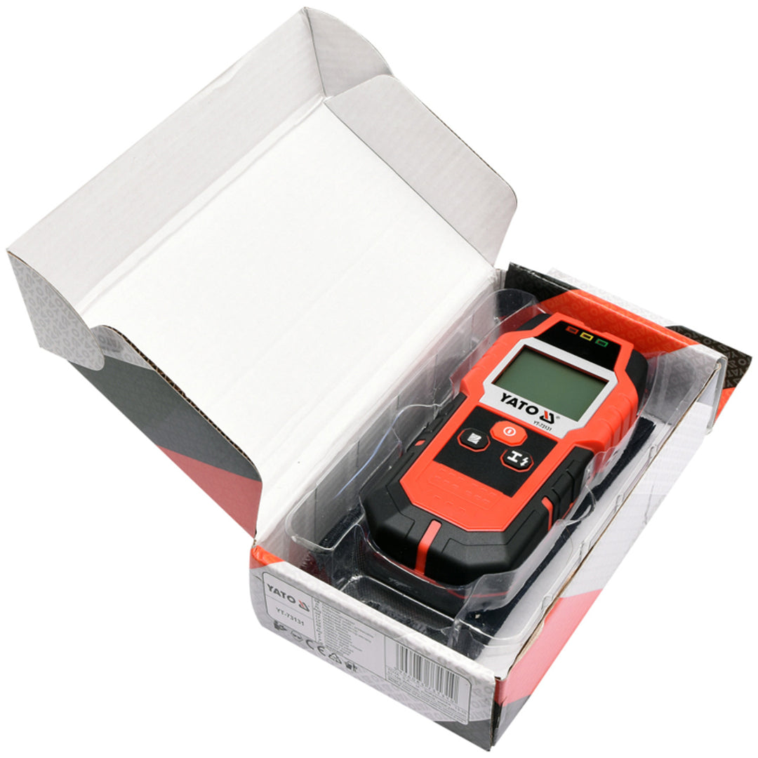 Professional Yato pipe and profile detector, large display with LED backlight, cover included, audible signal and three indicator LEDs, detection strength adjustment, YT-73131