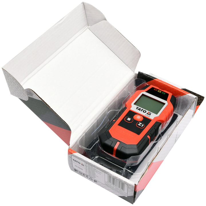 Professional Yato pipe and profile detector, large display with LED backlight, cover included, audible signal and three indicator LEDs, detection strength adjustment, YT-73131