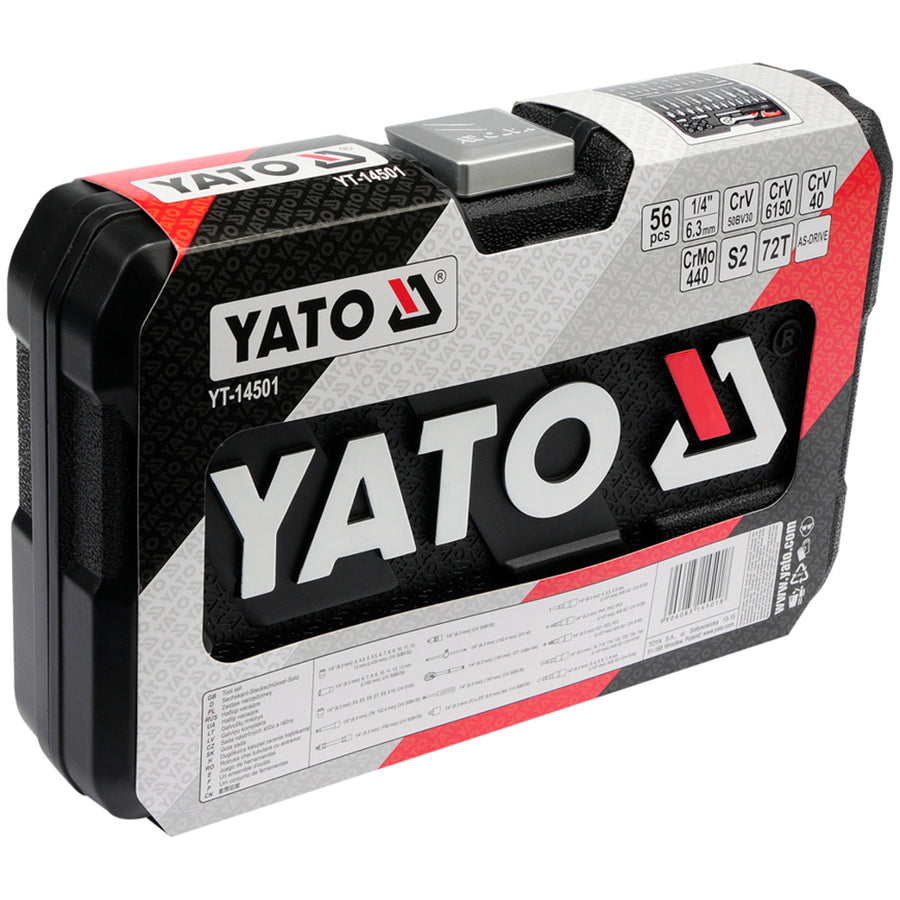 Yato professional tool set, socket wrenches and sockets, made of chrome-vanadium steel, 56 pieces, sockets with AS-Drive system, in a case, YT-14501