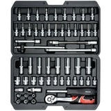 Yato professional tool set, socket wrenches and sockets, made of chrome-vanadium steel, 56 pieces, sockets with AS-Drive system, in a case, YT-14501