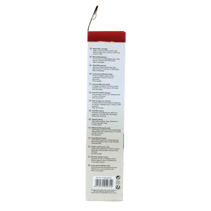 Water filter for AEG, BSH, Krups, Melitta, and Nivona Scanpart screw-in espresso machines