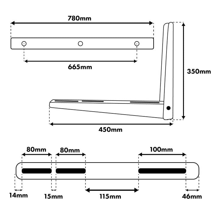 Maclean Air Conditioner/Heat Pump Mount/Hanger, dimensions 780x350x450 mm, galvanized steel, up to 180 kg, MC-146