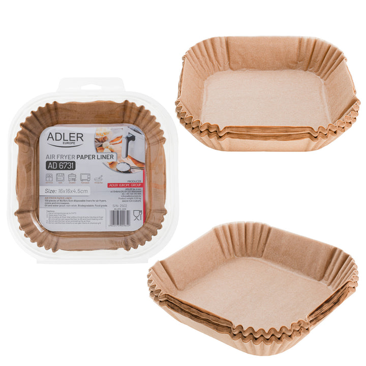 Paper inserts for deep fryers, air fryers, Adler, 16 cm, up to 240°C, biodegradable, 300 pieces, AD 6731