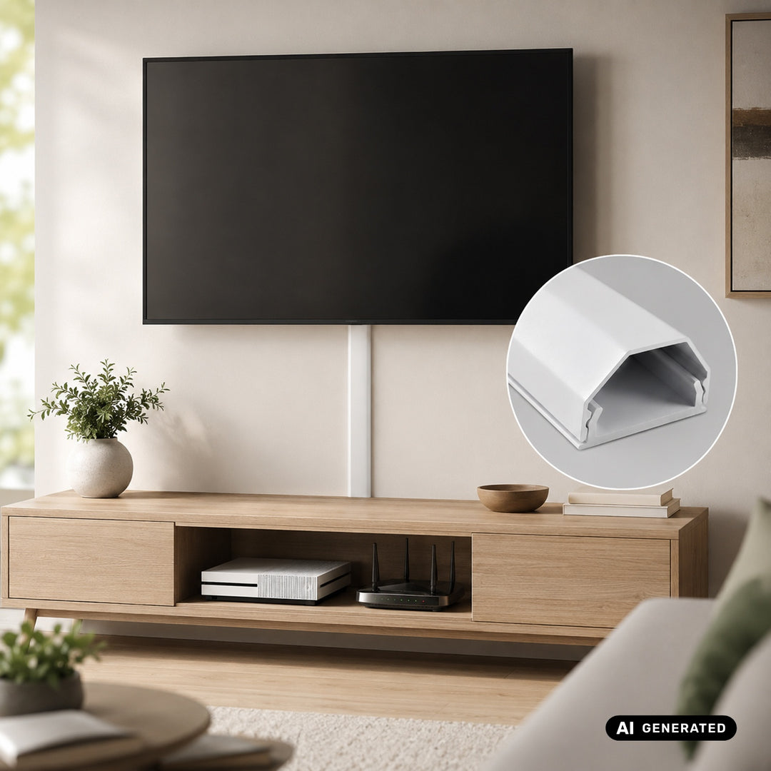 Maclean Aluminum Cable Cover Strip, 33x18x750 mm, White, MCTV-897 W