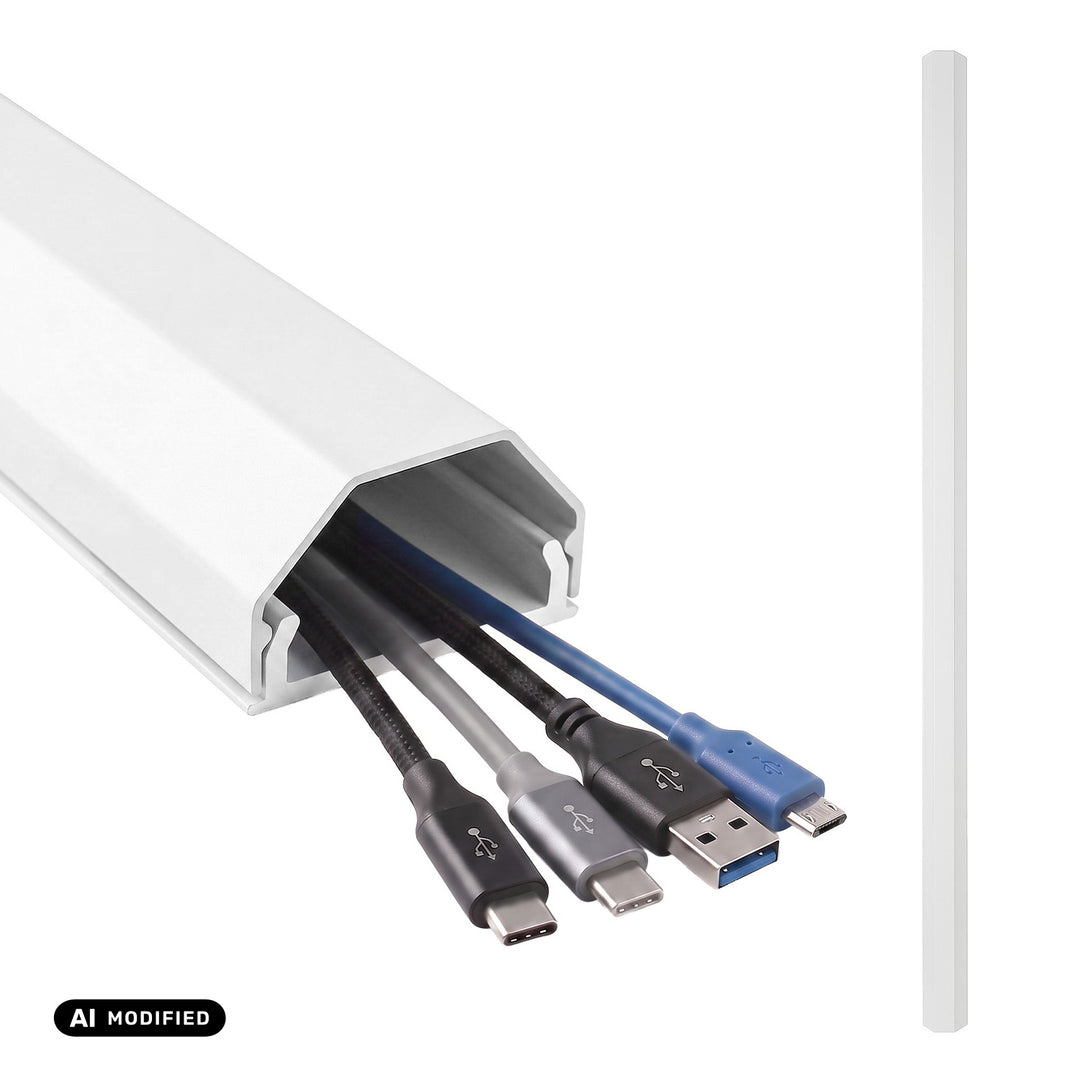 Maclean Aluminum Cable Cover Strip, 33x18x750 mm, White, MCTV-897 W