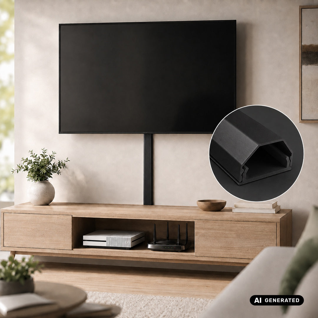 Maclean Aluminum Cable Cover Strip, 33x18x750 mm, Black, MCTV-897 B