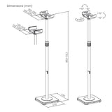 Set of Maclean floor stands for speakers, universal, vertical and horizontal adjustment +10°–10°, max. 5 kg, MC-916