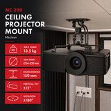 Maclean Ceiling Mount/Hanger for Projectors, 54–320 mm, up to 13.5 kg, 360-degree rotation, MC-200 B