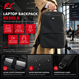 NanoRS Laptop Backpack, 15.6", Black, 41x29x14, Waterproof RS202 B