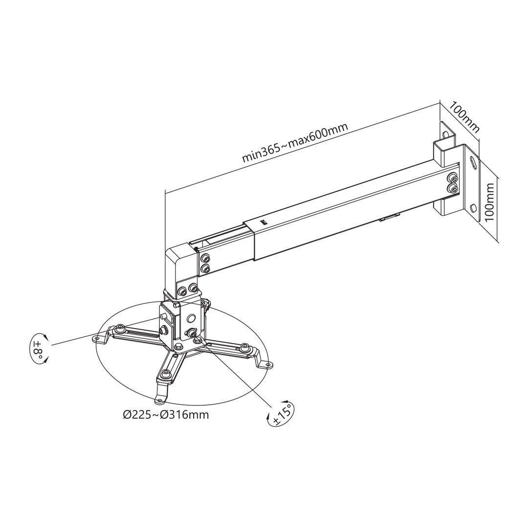 Maclean Wall-Mounted Projector Bracket/Hanger, White, up to 20 kg, MC-205 W