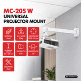 Maclean Wall-Mounted Projector Bracket/Hanger, White, up to 20 kg, MC-205 W