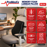 Promedix Memory Foam Lumbar Pillow, 44x37x12 cm, foam density: 50D, PR-214