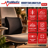 Promedix Memory Foam Lumbar Pillow, 34x31x12 cm, foam density: 50D, PR-216