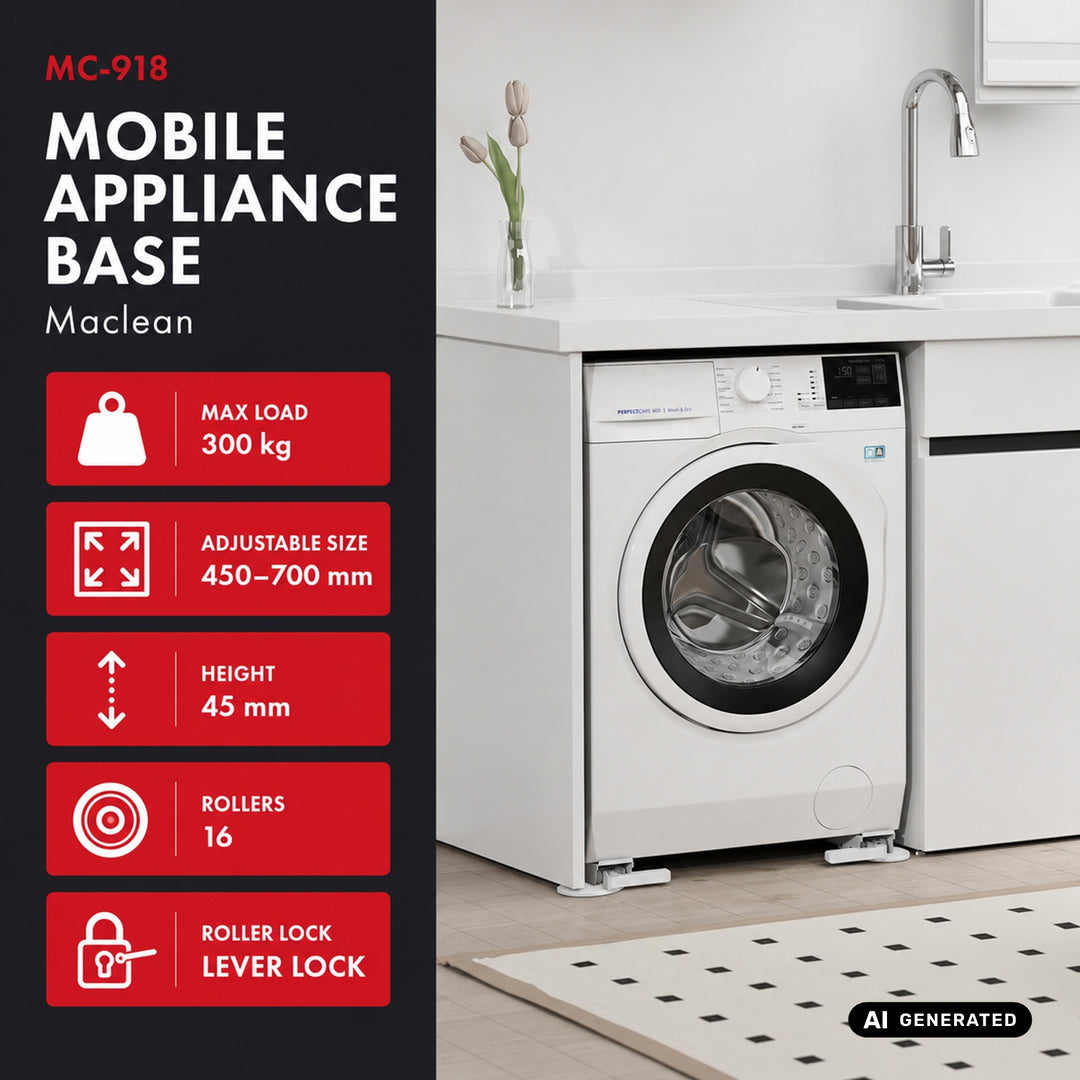 Mobile stand for household appliances up to 300 kg, Maclean, universal, adjustable, max. width 450–700 mm, MC-918