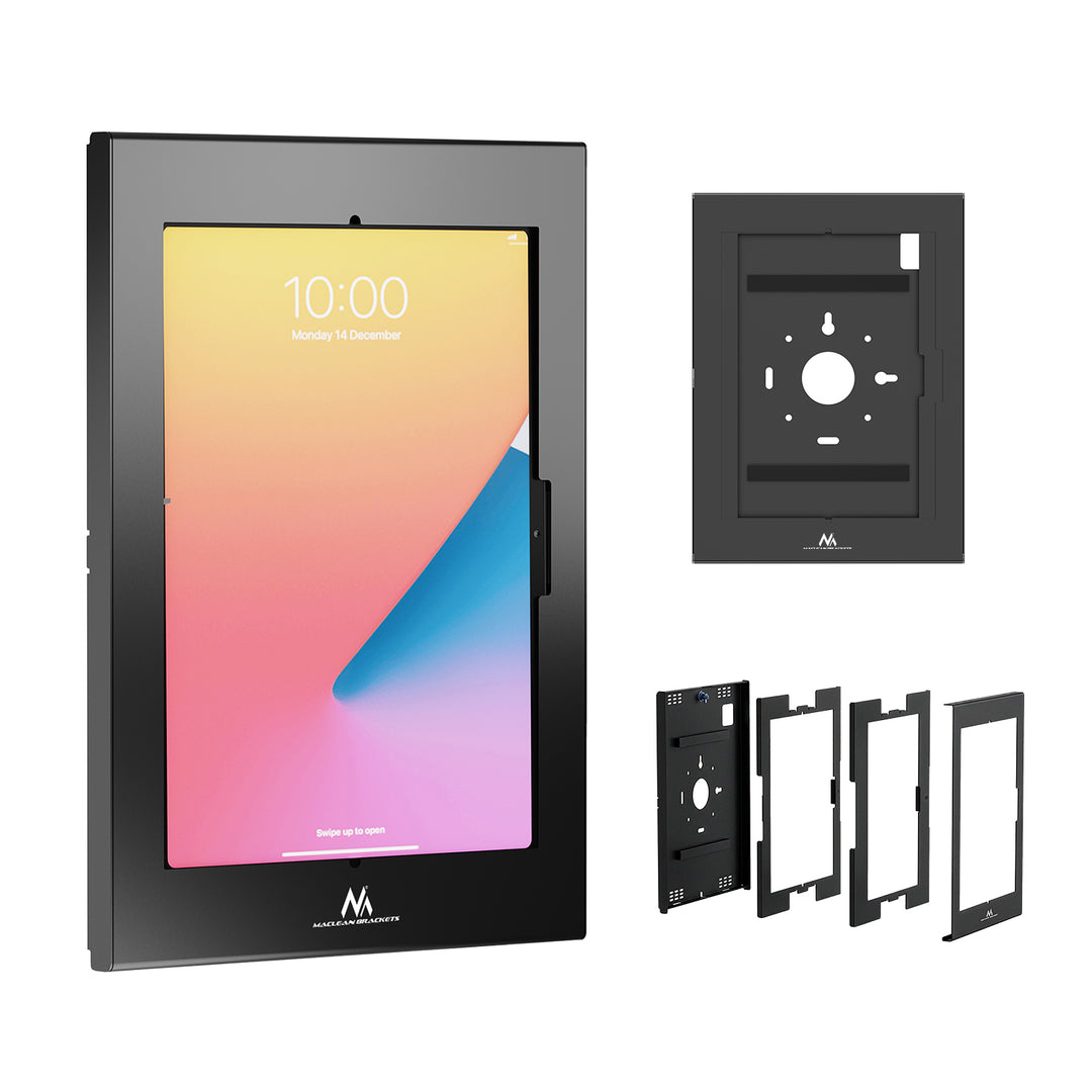 Maclean Tablet Advertising Mount with Lock, 12.4"–13", iPad Air/Pro, Samsung Tab S10+/S9+/S8+/S7+, 257x350x22mm, MC-950 B