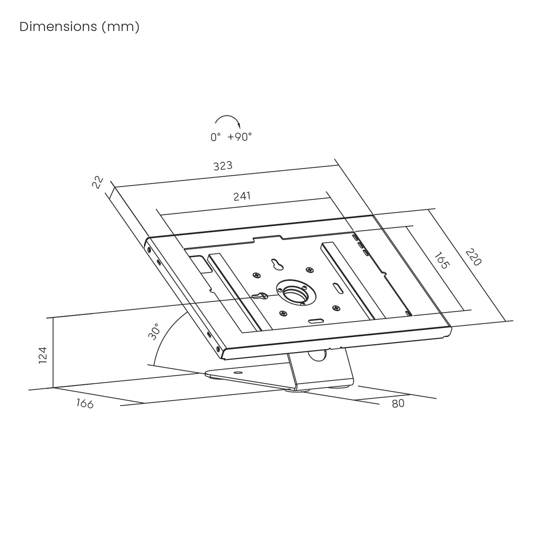 Maclean Tablet Advertising Mount with Lock, 10.9"-11", iPad Air/Pro, Samsung Tab A & S Series, 220x323x22mm, MC-957 B