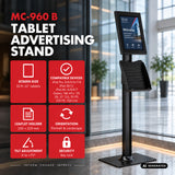 Maclean Tablet Advertising Mount with Lock, 10.9"–11", iPad Air/Pro, Samsung Tab A & S Series, 220x323x22mm, MC-960 B