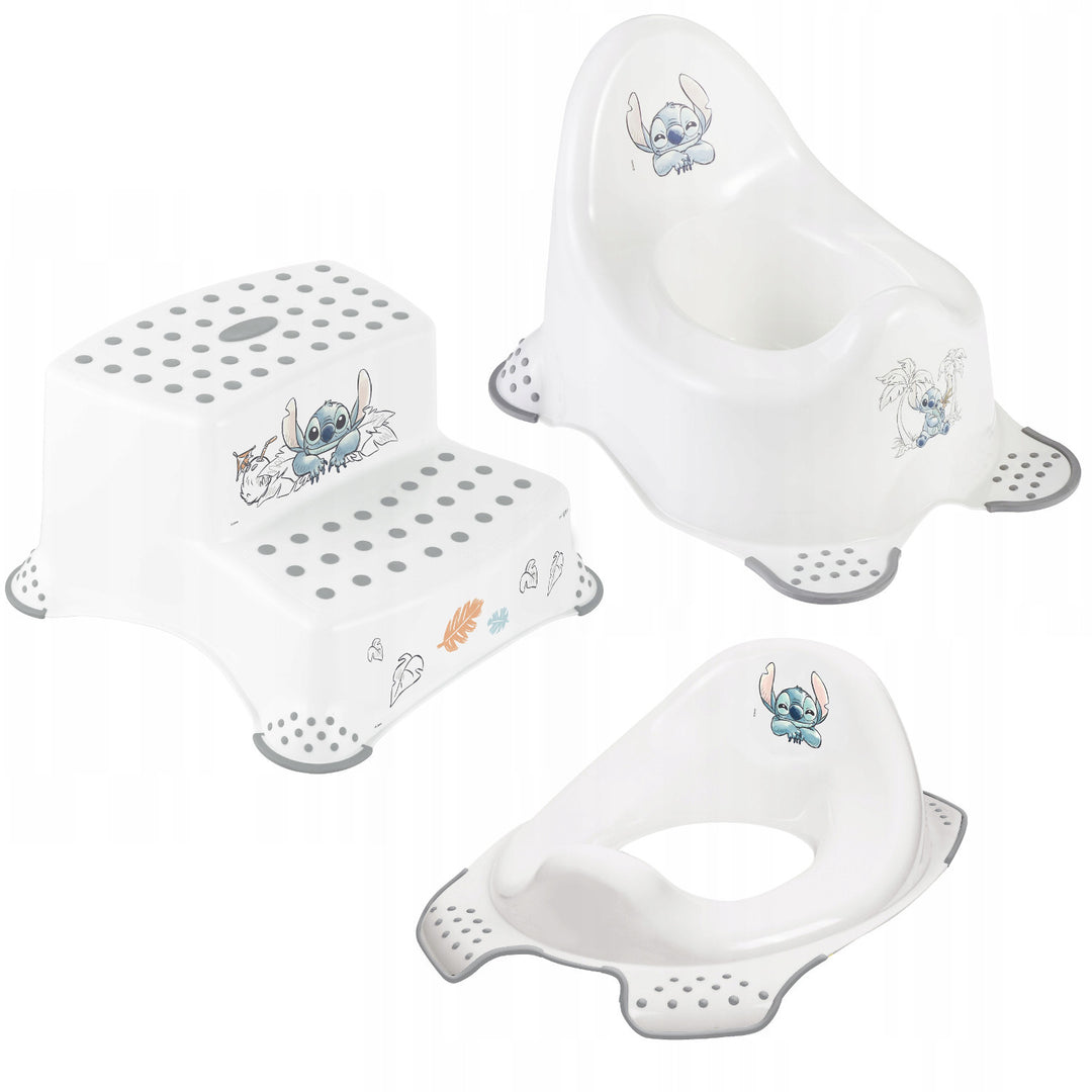 Non-slip step stool, two steps, max. 120 kg, + Toilet seat cover + Stitch potty