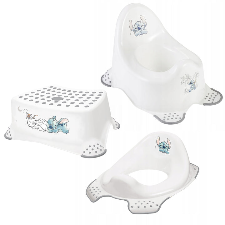 Non-slip step stool, single step, max. 80 kg + Toilet seat cover + Stitch potty