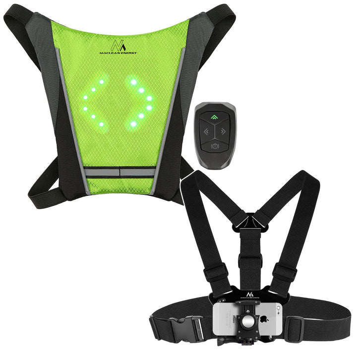 Backpack with LED signal light, remote control, water resistance: remote control IPx5, backpack IPX2 + sports shoulder straps for Maclean phone