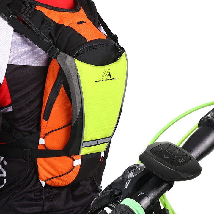 Backpack with LED signal light, remote control, waterproof: remote control IPx5, backpack IPX2 + MC-825 sports headband for phone