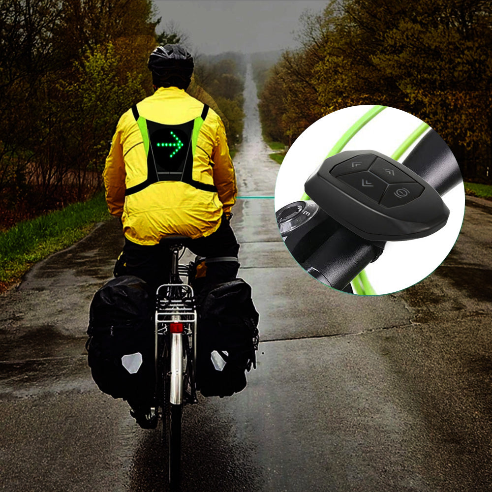 Backpack with LED signal light, remote control, waterproof: remote control IPx5, backpack IPX2 + MC-825 sports headband for phone