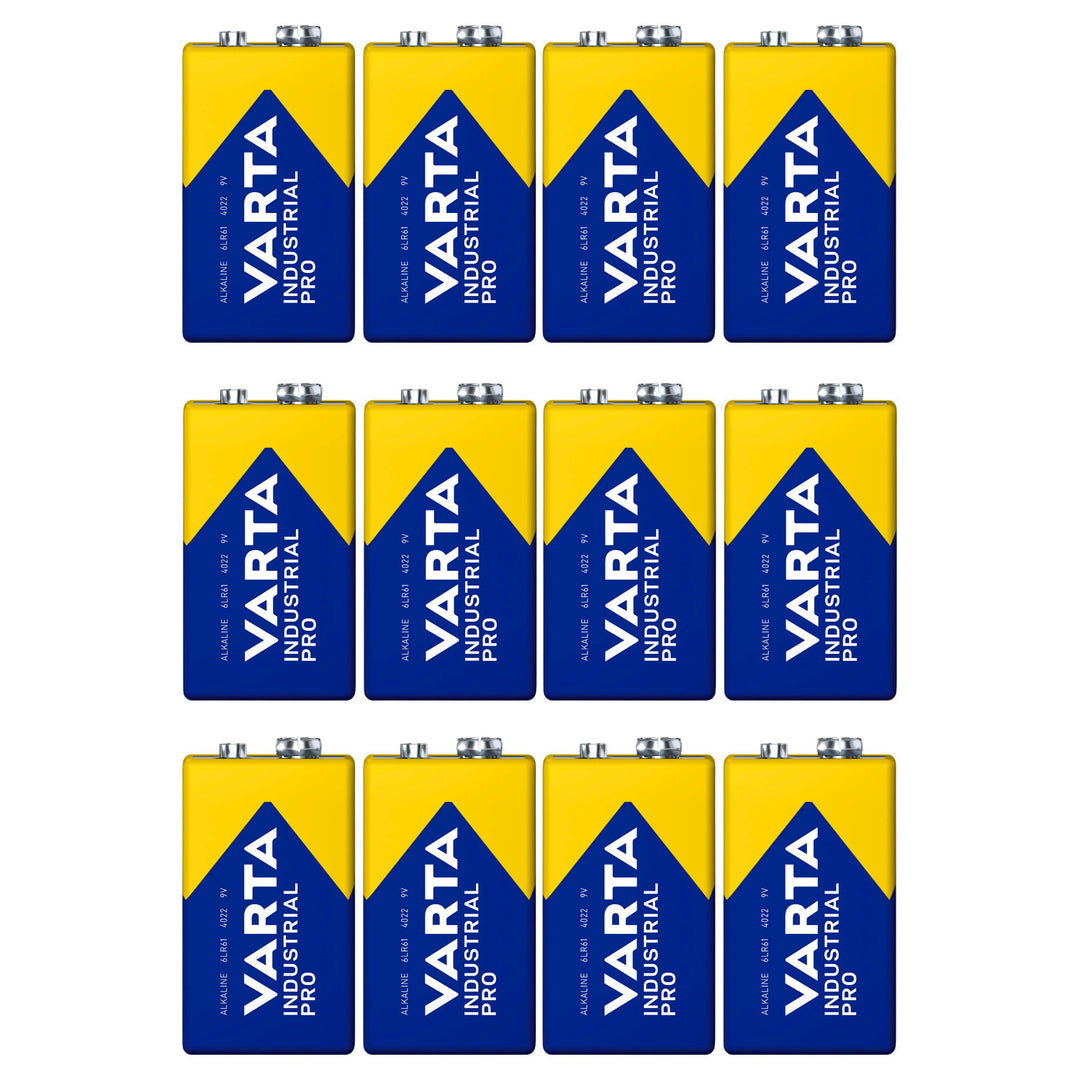 12x R9V R-9 6LR61 9V R-9 alkaline battery Varta Industrial Pro