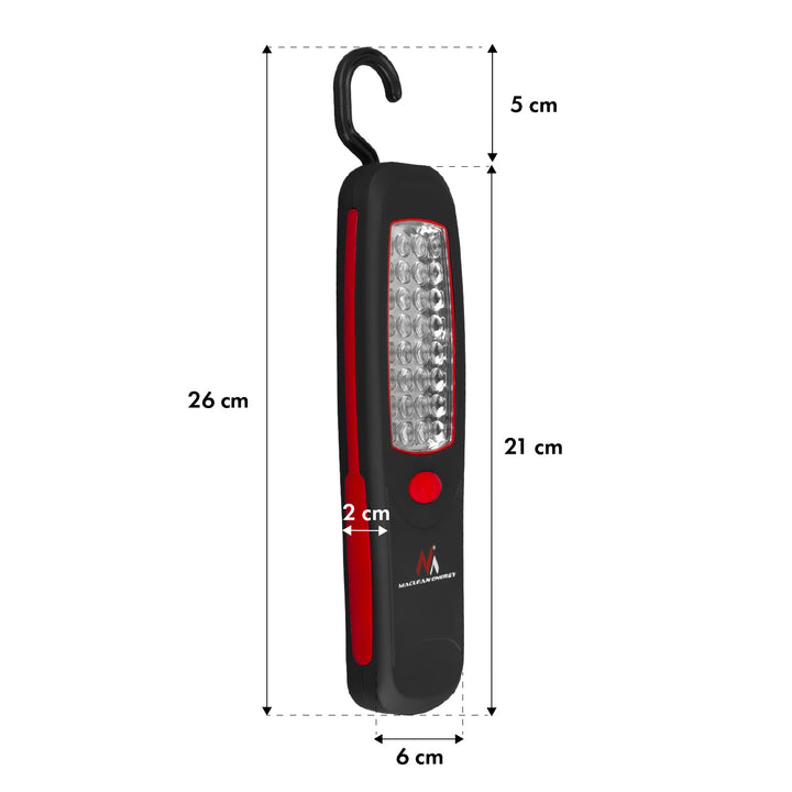 Maclean 24 LED workshop lamp, magnet, hook, MCE03 2 pieces + 6x Varta Industrial LR6/AA R-06 batteries