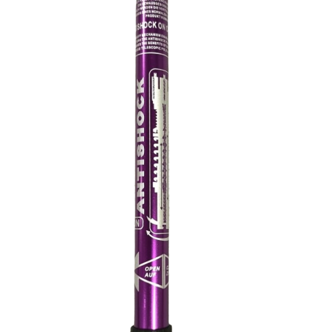 Nordic Walking aluminum poles, 65-135 cm, telescopic, purple