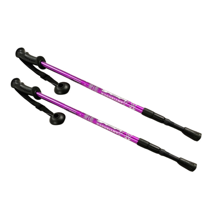 Nordic Walking aluminum poles, 65-135 cm, telescopic, purple