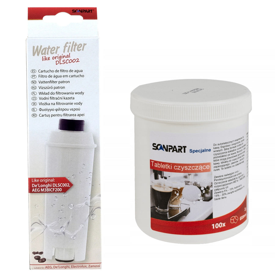 De'Longhi espresso machine filter + special cleaning tablets (2 g, 100 count)