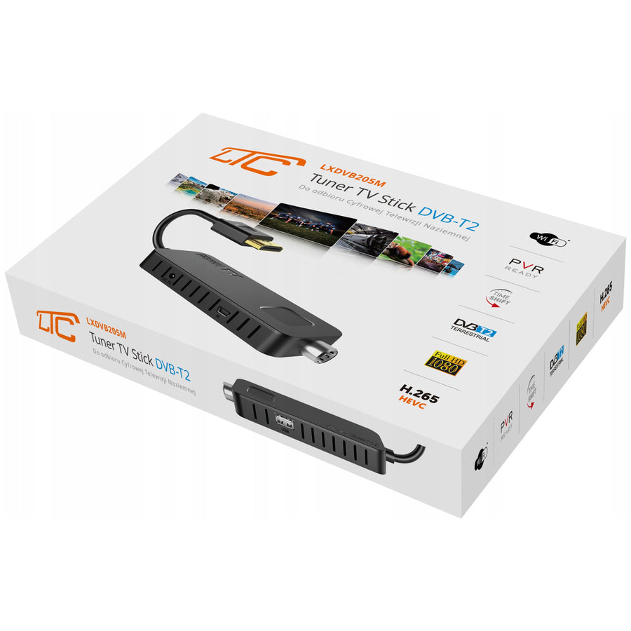 LTC DVB-T2 TV Stick, for terrestrial TV, Full HD 1080 quality, TIMESHIFT feature, LXDVB213M