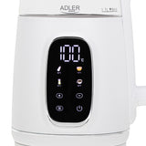 1.7L glass electric kettle with temperature control, LED, 40–100°C, Adler AD 1305 WS white