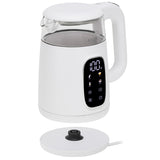 1.7L glass electric kettle with temperature control, LED, 40–100°C, Adler AD 1305 WS white