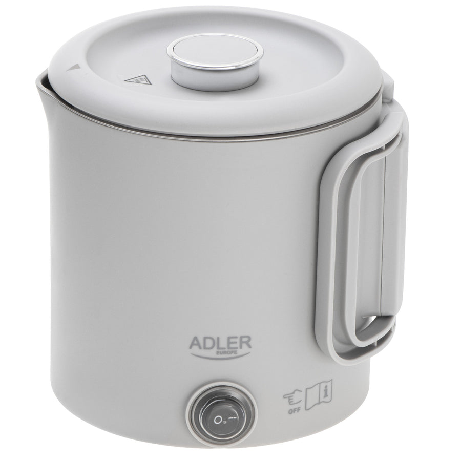 Adler electric kettle, travel kettle, double walls, capacity 0.8 l, max. power 650 W, gray, AD 1388