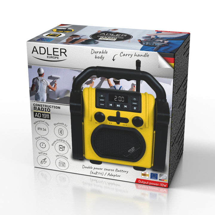 Adler construction radio, Bluetooth 5.1, IPX 54, 10 W power, AD 1911