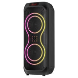 Large Bluetooth speaker, 120W RMS/1400W PMPO, two 8" speakers, equalizer, karaoke function, MP3/microSD cards, USB, AUX, BT 5.3+EDR, display, LED, built-in battery, remote control, MT3185
