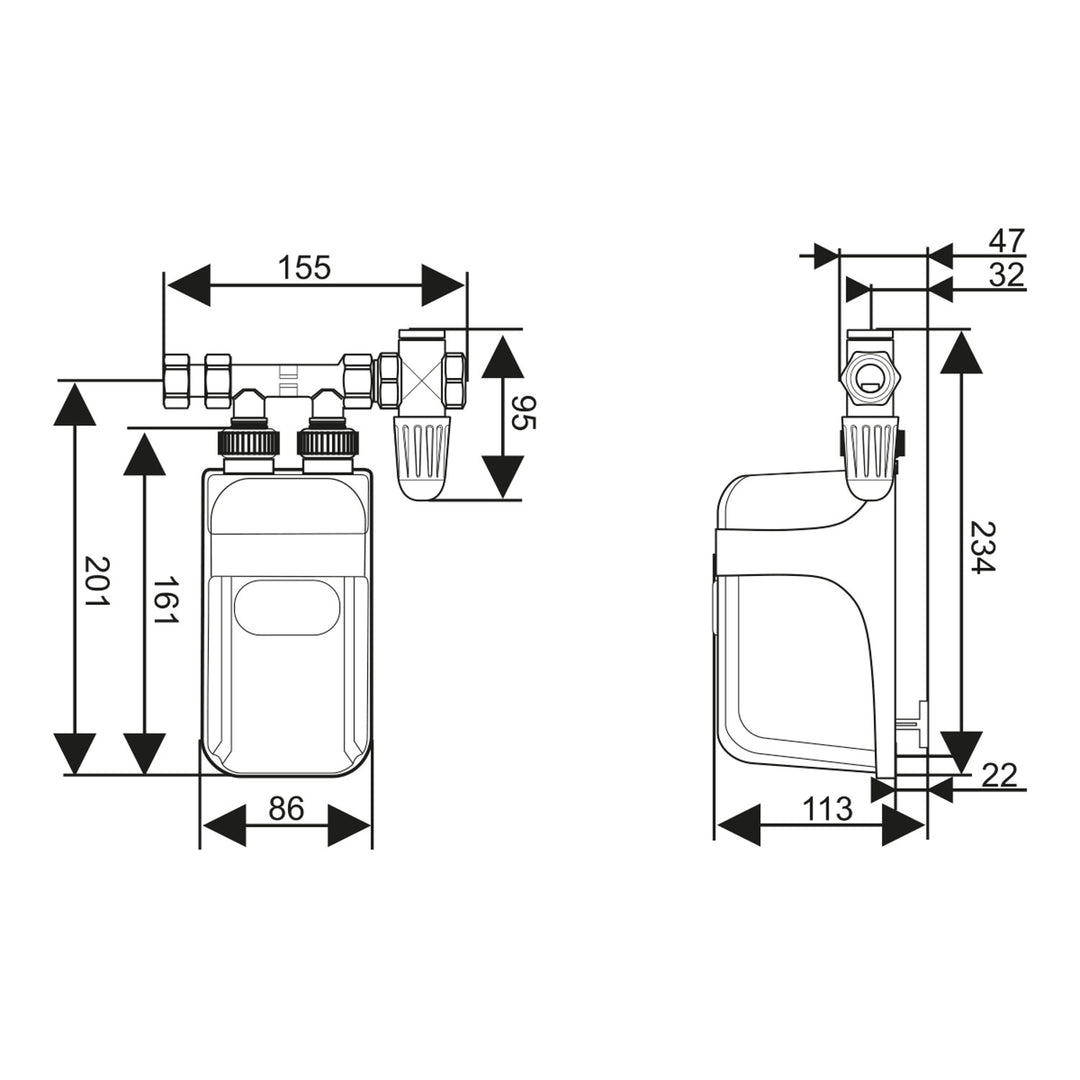 Dafi instantaneous water heater, under-sink model, with connection, 3.7 kW, 230 V