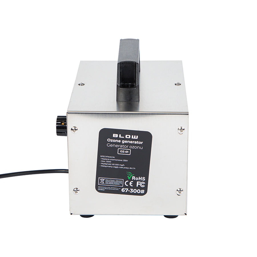 Blow ozone generator, capacity 60,000 mg/h, power 120W, low power consumption, long cable, adjustable operating time, 4 ozonation plates, 67-300#