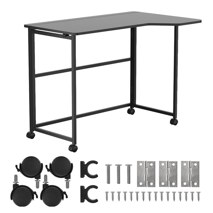 Maclean Folding Desk, Black, Mobile, 100x65 cm, max. 50 kg, Corner, L-Shaped, MC-1250 L/B
