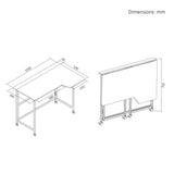 Maclean Folding Desk, White, Mobile, 100x65 cm, max. 50 kg, Corner, L-Shaped, MC-1250 L/W