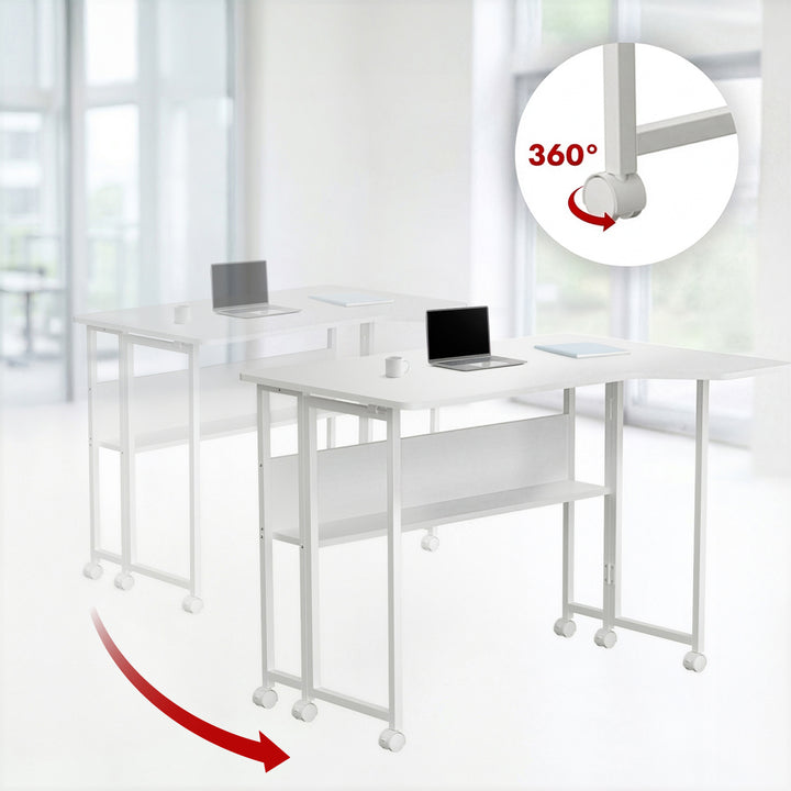 Maclean Folding Desk, White, Mobile, 100x65 cm, max. 50 kg, Corner, L-Shaped, MC-1250 L/W