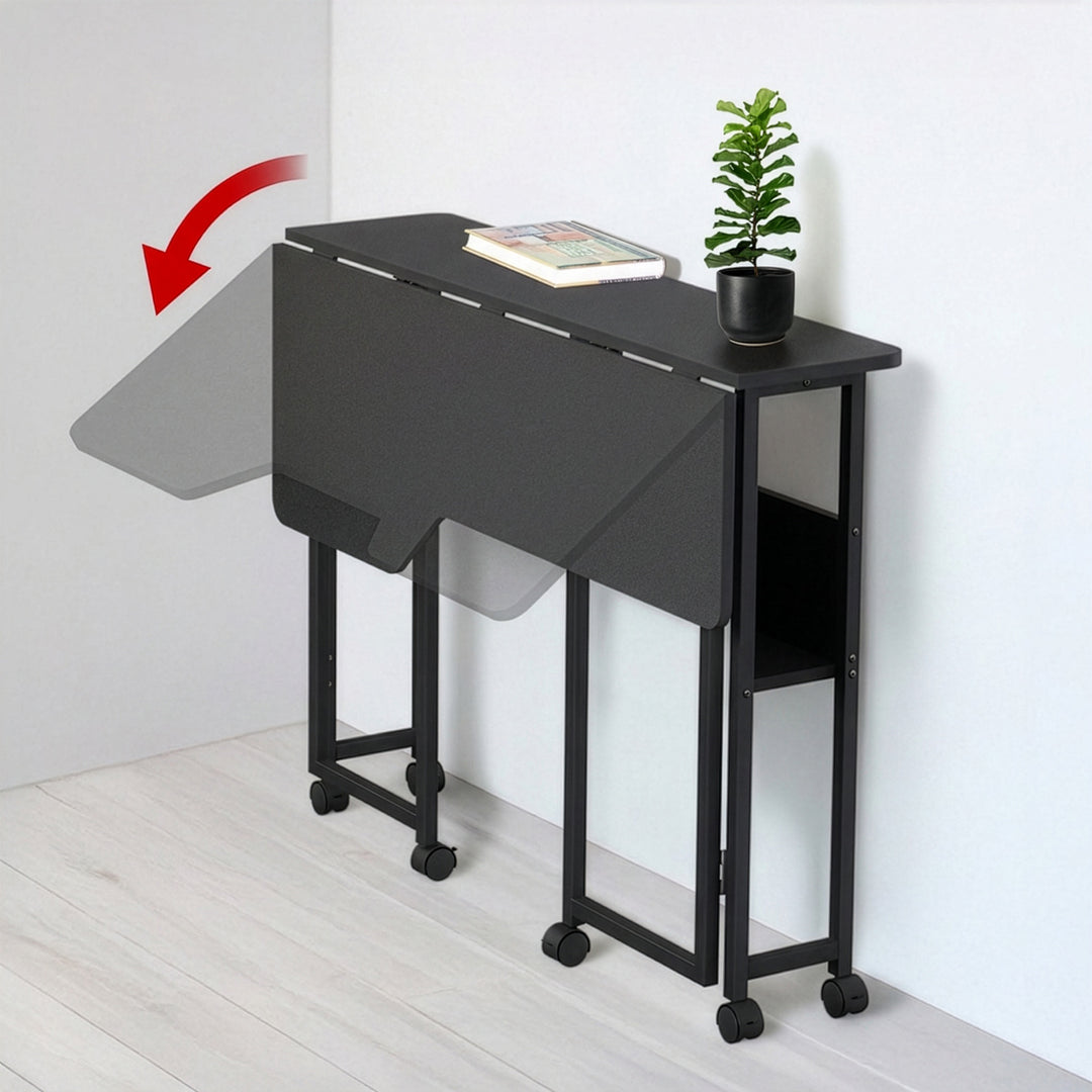 Maclean Folding Desk/Table, Black, Mobile, 100x73 cm, max. 50 kg, Angled, L-Shaped, MC-126 L/B
