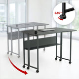 Maclean Folding Desk/Table, Black, Mobile, 100x73 cm, max. 50 kg, Angled, L-Shaped, MC-126 L/B