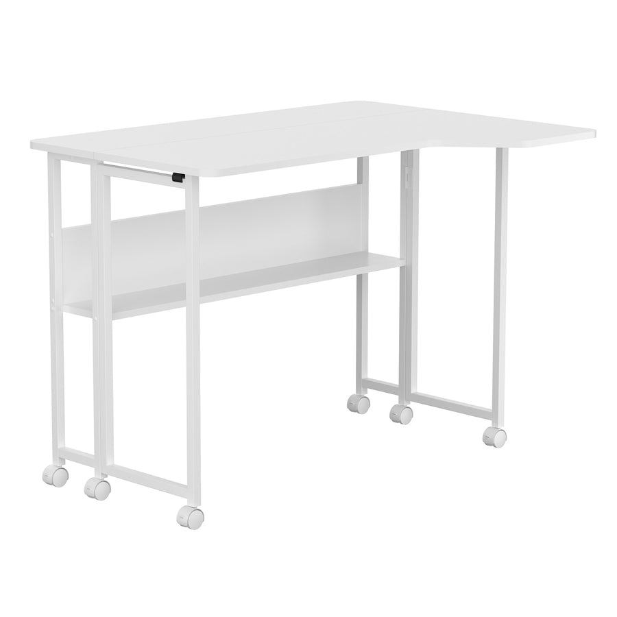 Maclean Folding Desk/Table, White, Mobile, 100x73 cm, max. 50 kg, Corner, L-Shaped, MC-126 L/W