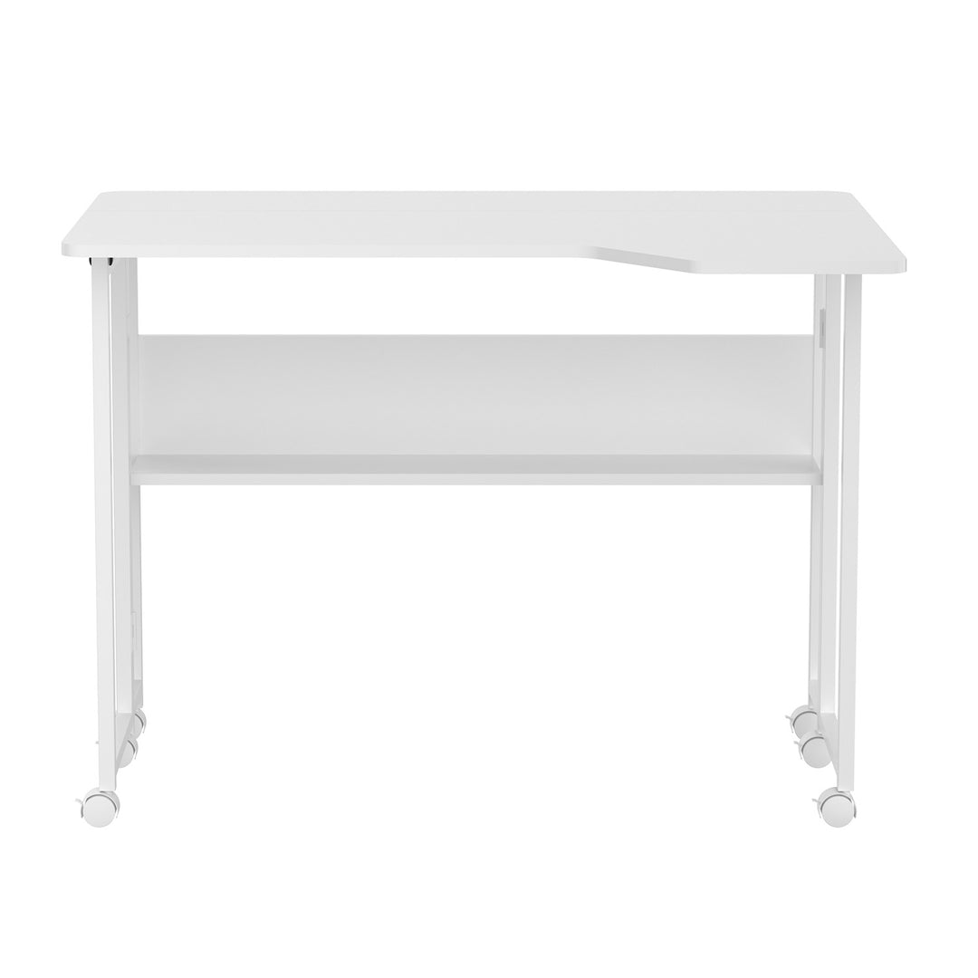 Maclean Folding Desk/Table, White, Mobile, 100x73 cm, max. 50 kg, Corner, L-Shaped, MC-126 L/W