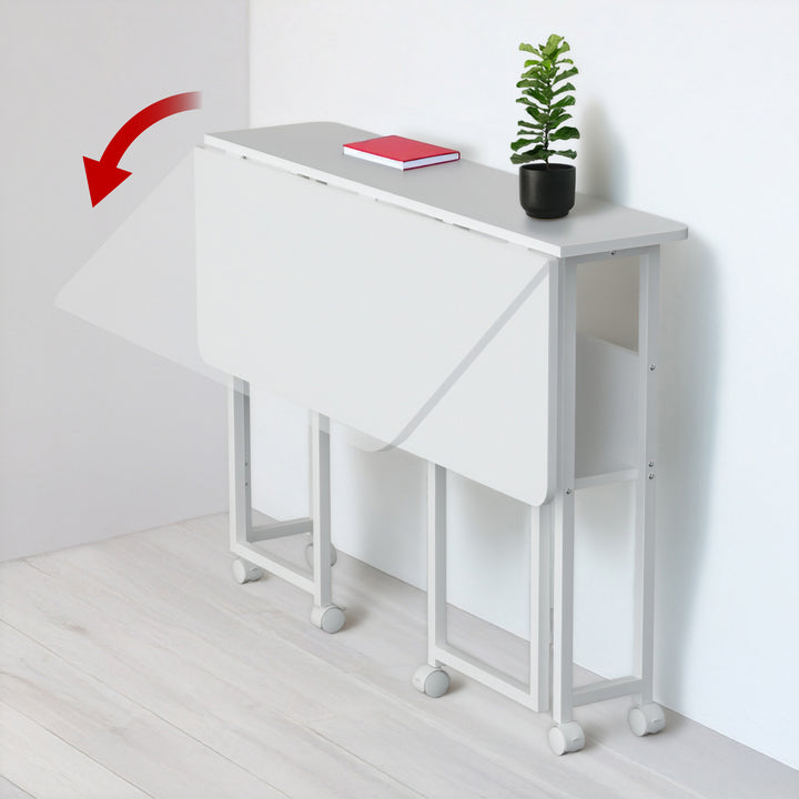 Maclean Folding Desk/Table, White, Mobile, 100x73 cm, max. 50 kg, Corner, L-Shaped, MC-126 L/W