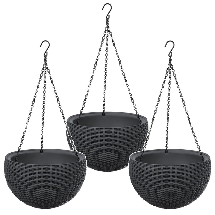 Keter Sphere Planter Hanging Pot, Anthracite, 3 pieces